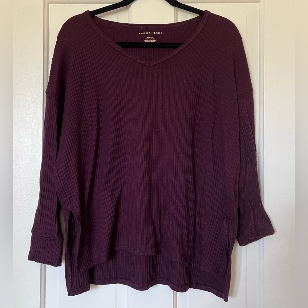 American Eagle Burgundy Knit Top